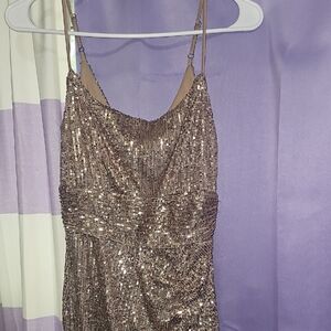 Windsor Sequin Dress in Gold and Brown